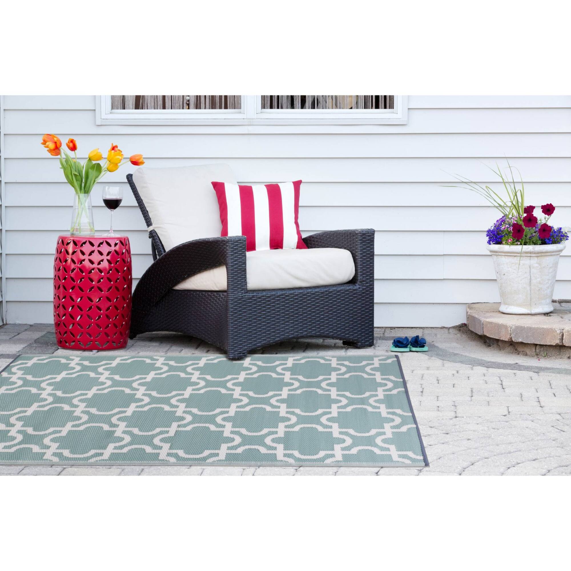 DII® Aqua Lattice Outdoor Rug, 4ft. x 6ft.
